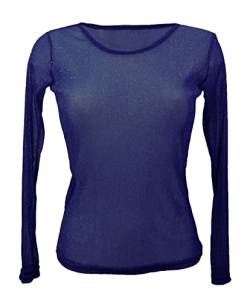 Miss Rouge T-Shirt, Oberteil aus Voile, glänzend/glitzernd, marineblau, One size von Miss Rouge