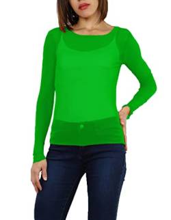 Miss Rouge: T-Shirt, Netzgewebe, Oberteil aus transparentem Schleier, Einheitsgröße 36-40, grün, One size von Miss Rouge