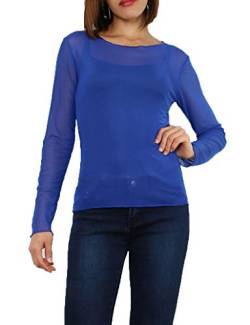 Miss Rouge: T-Shirt, Netzstoff, Oberteil, transparent, Einheitsgröße 36-40 Gr. Einheitsgröße, königsblau von Miss Rouge