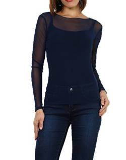 Miss Rouge: T-Shirt, Netzstoff, Oberteil, transparent, Einheitsgröße 36-40 Gr. One size, marineblau von Miss Rouge