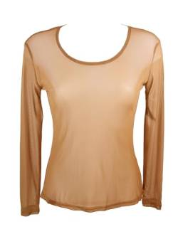 Miss Rouge: T-Shirt, Oberteil aus transparentem Voile, camel, One size von Miss Rouge