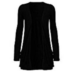 Miss Moody Fashion Damen Langarm Boyfriend Seitentaschen Cardigan offen SM-XXXL Gr. Medium/Large, Schwarz von Miss Sixty