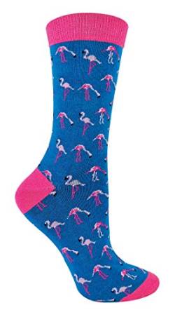 Miss Sparrow - Damen Socken mit Tieremotiv | Lustig Bambus Socken mit Bunt Animal Muster für Erwachsene (37-40, Flamingos) von Miss Sparrow