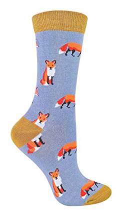 Miss Sparrow - Damen Socken mit Tieremotiv | Lustig Bambus Socken mit Bunt Animal Muster für Erwachsene (37-40, Fuchs) von Miss Sparrow