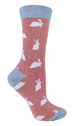 Miss Sparrow - Damen Socken mit Tieremotiv | Lustig Bambus Socken mit Bunt Animal Muster für Erwachsene (37-40, Kaninchen) von Miss Sparrow