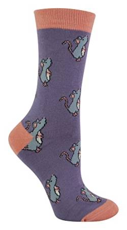 Miss Sparrow - Damen Socken mit Tieremotiv | Lustig Bambus Socken mit Bunt Animal Muster für Erwachsene (37-40, Mäuse (Lila)), Einheitsgröße von Miss Sparrow