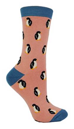 Miss Sparrow - Damen Socken mit Tieremotiv | Lustig Bambus Socken mit Bunt Animal Muster für Erwachsene (37-40, Pinguine) von Miss Sparrow