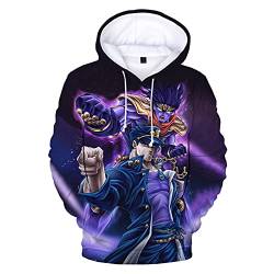 MissAc JoJo Bizarre Adventure Manga Hoodie Unisex Mit Taschen,Langarm Pullover Sweatshirt Herren/Damen Kujo Jotaro Bedruckter Hoodie Oversize von MissAc