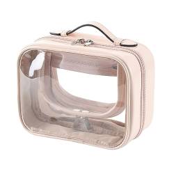 MissBoy Transparente Make-up-Tasche, große Kapazität, Reise-Kosmetiktaschen, Koffer, offene Aufbewahrungstasche, Organizer für Frauen und Mädchen, Beige, Small, Kulturbeutel von MissBoy