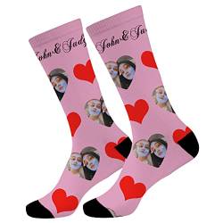 MissChic Personalisiert Foto Socken,Socken mit Gesicht,Lustige Socken,Socken Personalisiert Foto,Geschenk für Freuen, Herren, Freundin, Mutter, Schwester, S-M von MissChic