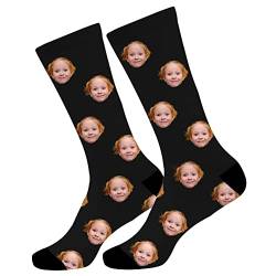 MissChic Personalisiert Foto Socken,Socken mit Gesicht,Lustige Socken,Socken Personalisiert Foto,Geschenk für Freuen, Herren, Freundin, Mutter, Schwester von MissChic