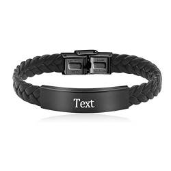 MissChic Personalisiertes Armband, Namensarmband, Lederarmband Herren mit Gravur,Armbänder für Mann männer damen von MissChic