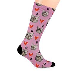 MissChic Socken mit Gesicht, Personalisierte Foto Socken, Unisex Socken mit Tiere Foto für Damen, Herren, Kinder, Geschenk für Vatertag, Weihnachten, Geburtstag, Abschluss von MissChic