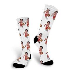 MissChic Sportsocken Personalisiert Foto, Socken Individuell, mehrere Gesichter,Legen Sie Ihr Gesicht auf Socken für Unisex, Geschenk für Freuen, Herren, Vater, Brüder von MissChic