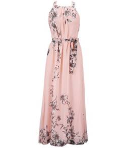 MissFox Damen Maxikleid Frauen Ärmellos Sommer Böhmen Party Strand Chiffon Kleid Übergröße (4XL, Rosa) von MissFox