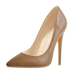 MissHeel Basic Pumps Damen Stilettos Klassische Absatzschuhe High Heels Frauen Pfennigabsatz Hellbraun EU 39 von MissHeel