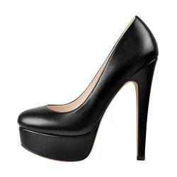 MissHeel Plateau Pumps High Heels Pumps Stielttos Pfennigabsatz Schwarz PU EU 46 von MissHeel