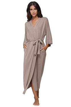 Damen-Bademäntel, lange Bademäntel, volle Länge, Kimonos, Nachtwäsche - Beige - Medium von MissNina