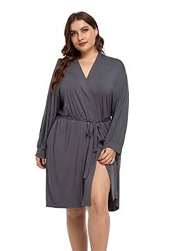 Plus Size Robes for Women Short Cotton Maternity Robes Plus Size Soft Kimono Robes Sleepwear, Dark Grey von MissNina