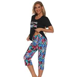 Misscoo Damen-Pyjama-Set, ärmellos, Loungewear, Caprihose für Frauen, Damen, Mädchen, Studenten, Baumwolle, Frühling, Sommer, Pyjama-Set, Nachtwäsche, #7, 48 von Misscoo