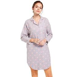 Misscoo Frauen Baumwoll Schlafhemd Langarm Button-Down Nachthemd Flanell Nachthemd von Misscoo