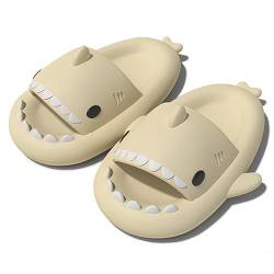 Missdong Shark Slides Damen Herren Eva Hai Hausschuhe Verdicken Weich rutschfeste Sommer Indoor Strand Beige 38/39 EU von Missdong