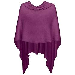 Mississhop 221 Damen Poncho Cape Überwurf Strickjacke feiner weicher Strick Pullover Herbst Winter One Size Lila von Mississhop