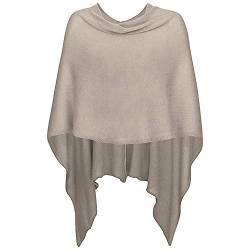 Mississhop 221 Damen Poncho Cape Überwurf Strickjacke feiner weicher Strick Pullover Herbst Winter One Size Taupe von Mississhop