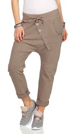 Mississhop 295 Damen Hose Sweatpants Jogginghose Baumwolle Freizeithose Boyfriend Sporthose Khaki von Mississhop