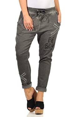 Mississhop 313 Damenhose Freizeithose Stoffhose Elegante Haremshose Tunnelzug Graphit von Mississhop