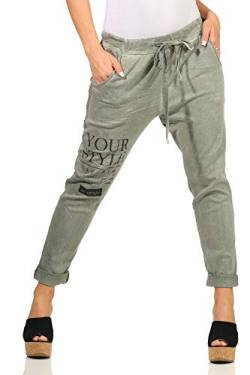 Mississhop 346 Damen Hose Freizeithose Stoffhose Stretch Chinohose Tunnelzug One Size S M L 36 38 40 42 Oliv von Mississhop