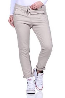 Mississhop 354 Jogginghose Damen Baumwolle | Sporthose Lang Slim Fit | Sweatpants Women Baggy High Waist | Laufhosen mit Seitentaschen | Freizeithose Frauen | Trainingshose Fitness Jogger Beige von Mississhop