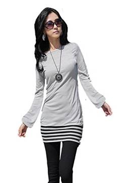 Mississhop 5-78 Damen Minikleid Kleid Tunika mit schwarzen Streifen Grau L von Mississhop