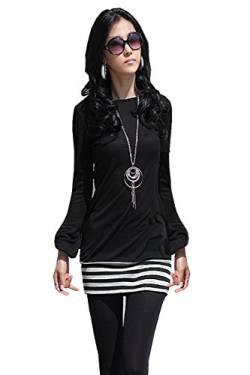 Mississhop 5-78 Damen Minikleid Kleid Tunika mit schwarzen Streifen Schwarz 2XL von Mississhop