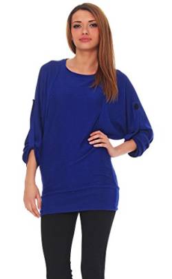 Mississhop 52-65 Japan Style Damen Longshirt Shirt Oberteil Bluse Tunika Pullover Blau 2XL von Mississhop