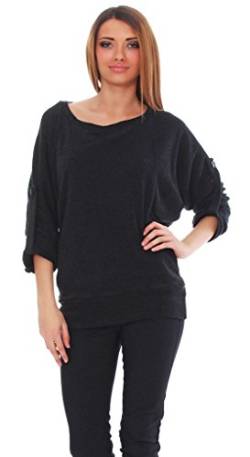 Mississhop 52-65 Japan Style Damen Longshirt Shirt Oberteil Bluse Tunika Pullover Schwarz S von Mississhop