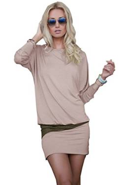 Mississhop 95-31 Damen Minikleid festlich Glitzer Kleid Pulli Tunika Cappuccino M von Mississhop