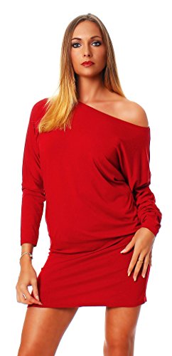 Mississhop Fab Damen Kleid Minikleid Langarmshirt Longshirt Pulli Tunika Rot M von Mississhop