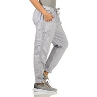 Mississhop Jogginghose Damen Hose Baumwollhose mit Seitlichen Silberstreifen M.348 von Mississhop