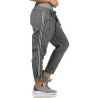 Mississhop Jogginghose Damen Hose Baumwollhose mit Seitlichen Silberstreifen M.348 von Mississhop