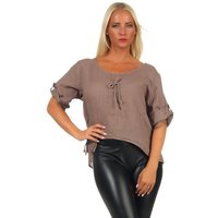 Mississhop Kurzarmshirt Damen Leinenshirt Shirt Vokuhila High Low 100% Leinen M.296 von Mississhop