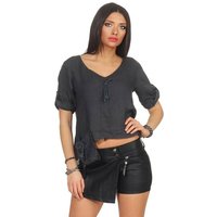 Mississhop Kurzarmshirt Damen Leinenshirt Shirt Vokuhila High Low 100% Leinen M.296 von Mississhop