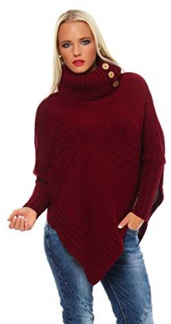 Mississhop Poncho Strick Sweatshirt Pullover Umhang Überwurf 30-01 Bordo von Mississhop