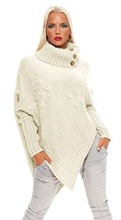 Mississhop Poncho Strick Sweatshirt Pullover Umhang Überwurf 30-01 Creme von Mississhop