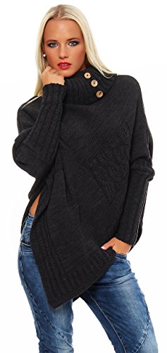 Mississhop Poncho Strick Sweatshirt Pullover Umhang Überwurf 30-01 Graphit von Mississhop