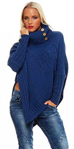 Mississhop Poncho Strick Sweatshirt Pullover Umhang Überwurf 30-01 Jeansblau von Mississhop