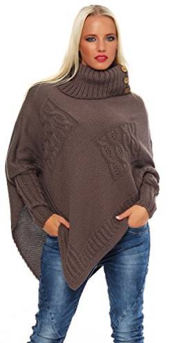 Mississhop Poncho Strick Sweatshirt Pullover Umhang Überwurf 30-01 Nougat von Mississhop