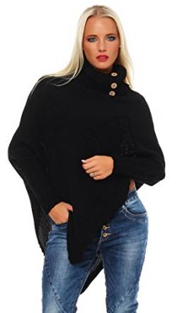 Mississhop Poncho Strick Sweatshirt Pullover Umhang Überwurf 30-01 Schwarz von Mississhop