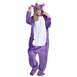 Missley Einhorn Pyjamas Kostüm Overall Tier Nachtwäsche Erwachsene Unisex Cosplay (Lila, S) von Missley