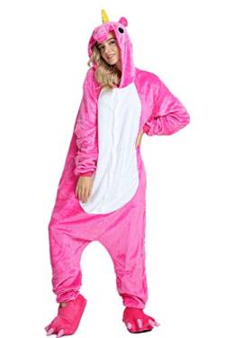 Missley Einhorn Pyjamas Kostüm Overall Tier Nachtwäsche Erwachsene Unisex Cosplay (Rose, S) von Missley